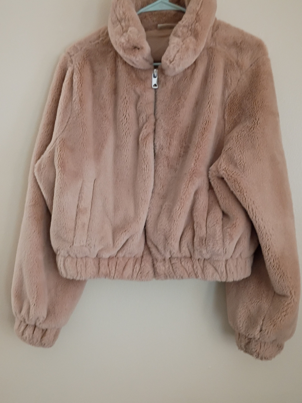 No Boundaries Plush Faux Fur Cropped Jacket in Light Beige